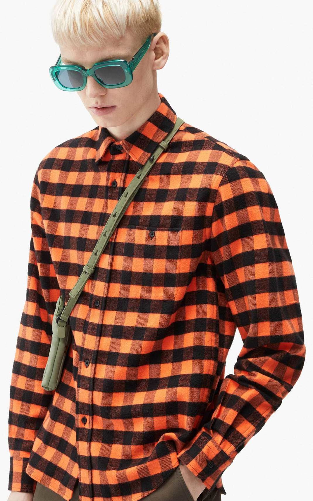 Chemise Kenzo Homme Check print casual Orange UQPLN-2673